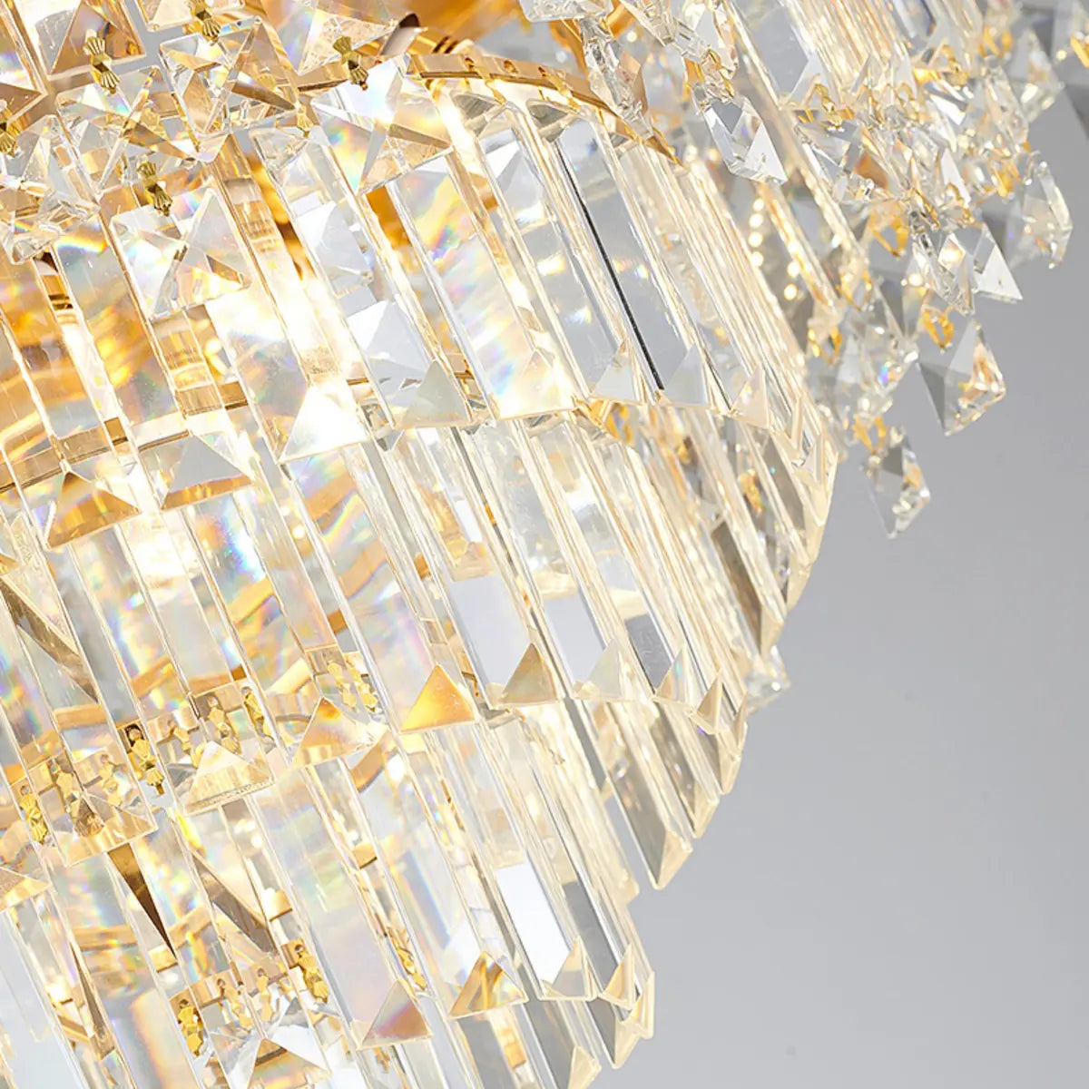 Prismatic Crystal Tiered Adjustable Height Foyer Chandelier Image - 11