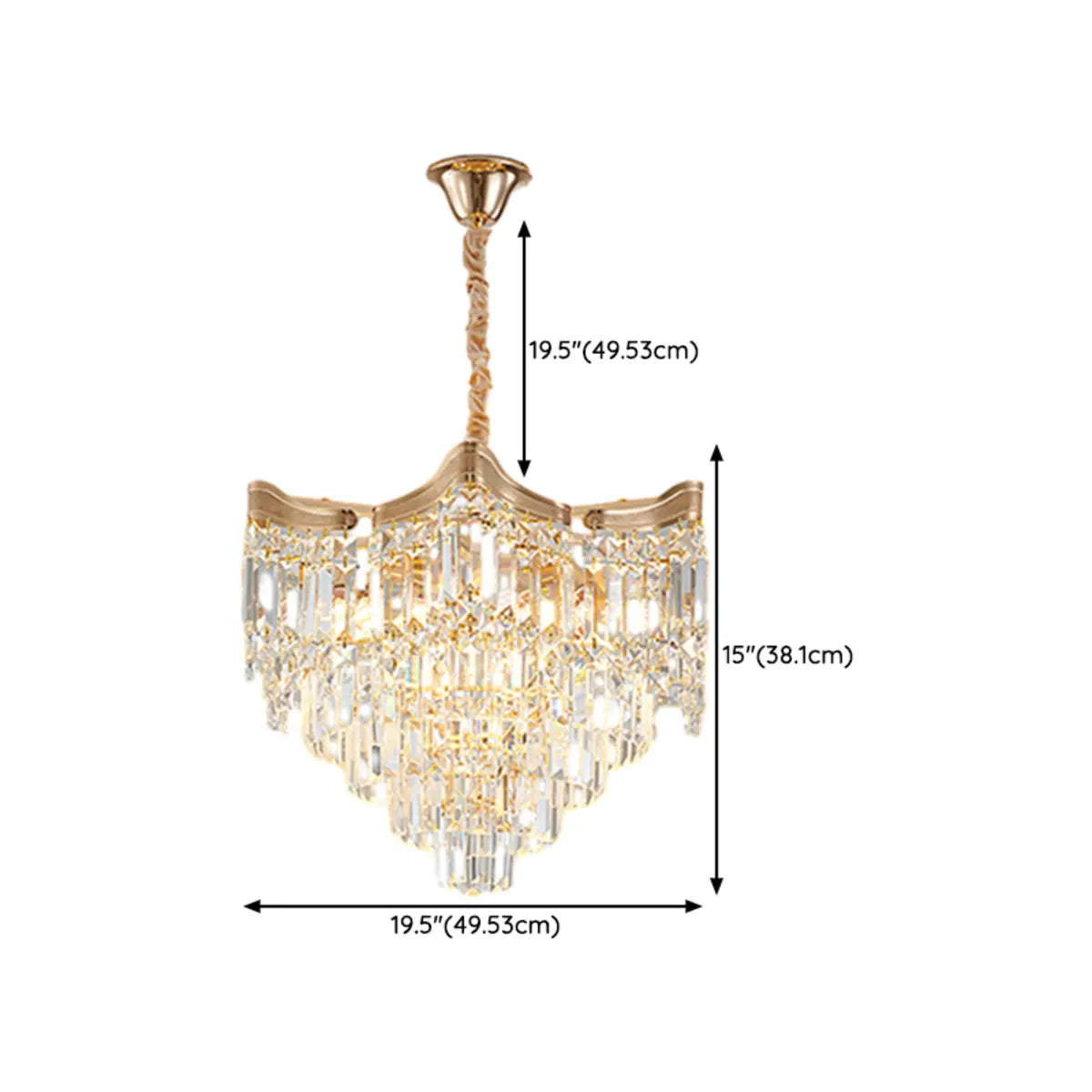 Prismatic Crystal Tiered Adjustable Height Foyer Chandelier 