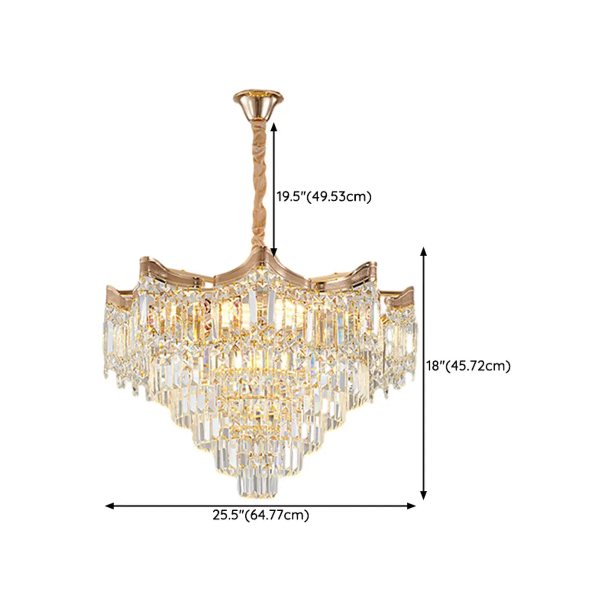 Prismatic Crystal Tiered Adjustable Height Foyer Chandelier Image - 14