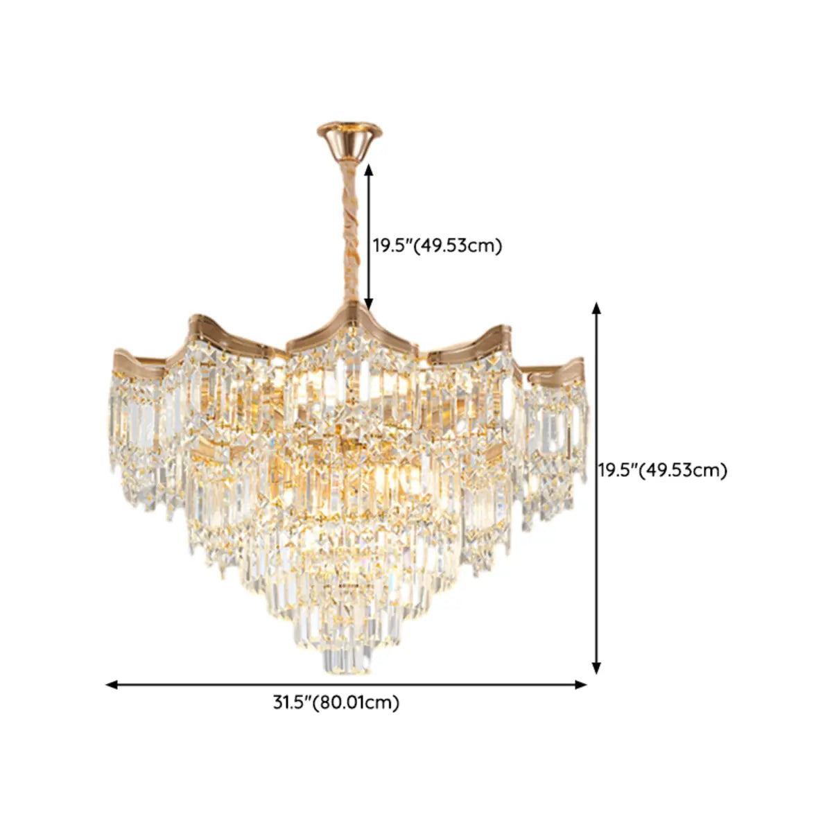 Prismatic Crystal Tiered Adjustable Height Foyer Chandelier Image - 15