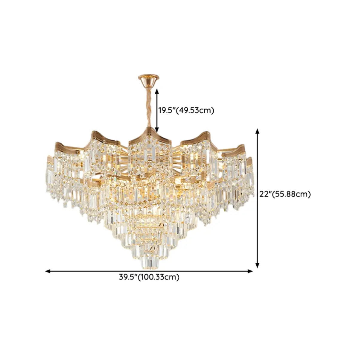 Prismatic Crystal Tiered Adjustable Height Foyer Chandelier Image - 16