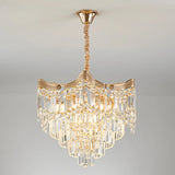 Prismatic Crystal Tiered Adjustable Height Foyer Chandelier Image - 2