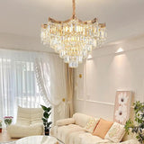 Prismatic Crystal Tiered Adjustable Height Foyer Chandelier Image - 8