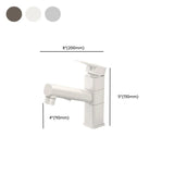 Pull-Out Silver Copper Low Arc Bathroom Sink Faucet Image - 16