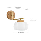 Pumpkin Frosted Glass Shade Wood Bedside Wall Sconce #size