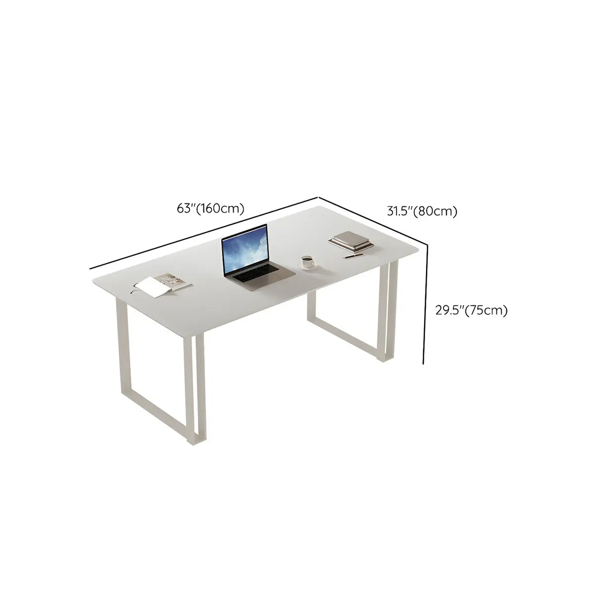 Pure White Stone Rectangle Iron Sleith Writing Desk 