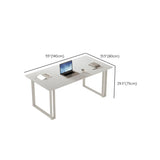 Pure White Stone Rectangle Iron Sleith Writing Desk Image - 14