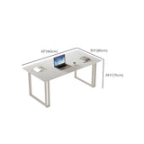 Pure White Stone Rectangle Iron Sleith Writing Desk Image - 15