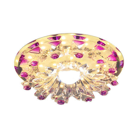 Purple Crystal Tiered Flower LED Flush Mount Light Image - 2