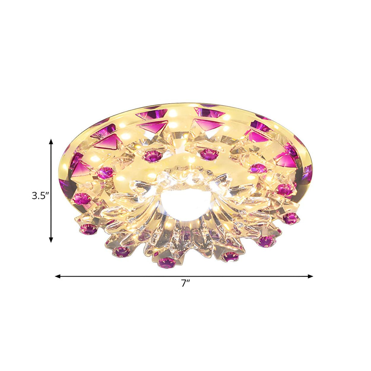 Purple Crystal Tiered Flower LED Flush Mount Light Image - 4