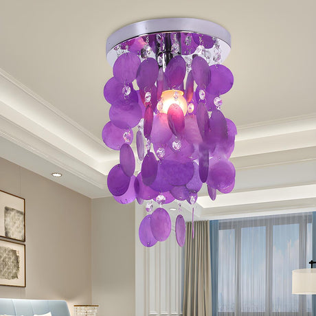 Purple Shell Waterfall LED Flush Mount Ceiling Light Image - 1