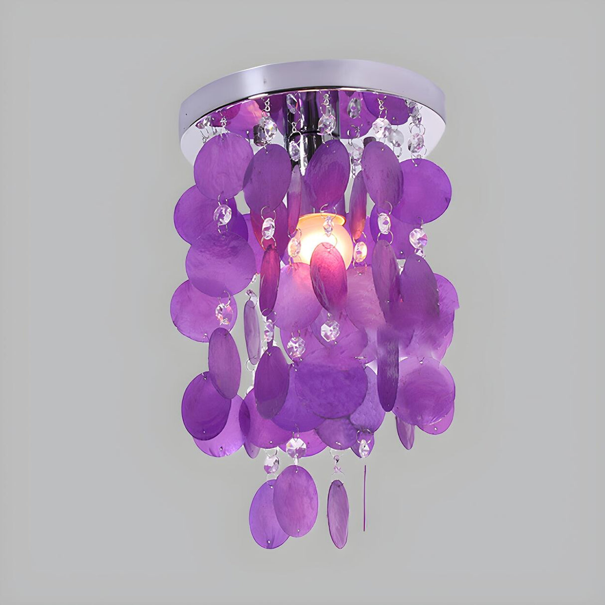 Purple Shell Waterfall LED Flush Mount Ceiling Light Image - 4