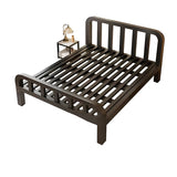 Queen Iron White Adjustable Height Headboard Slat Bed Image - 5