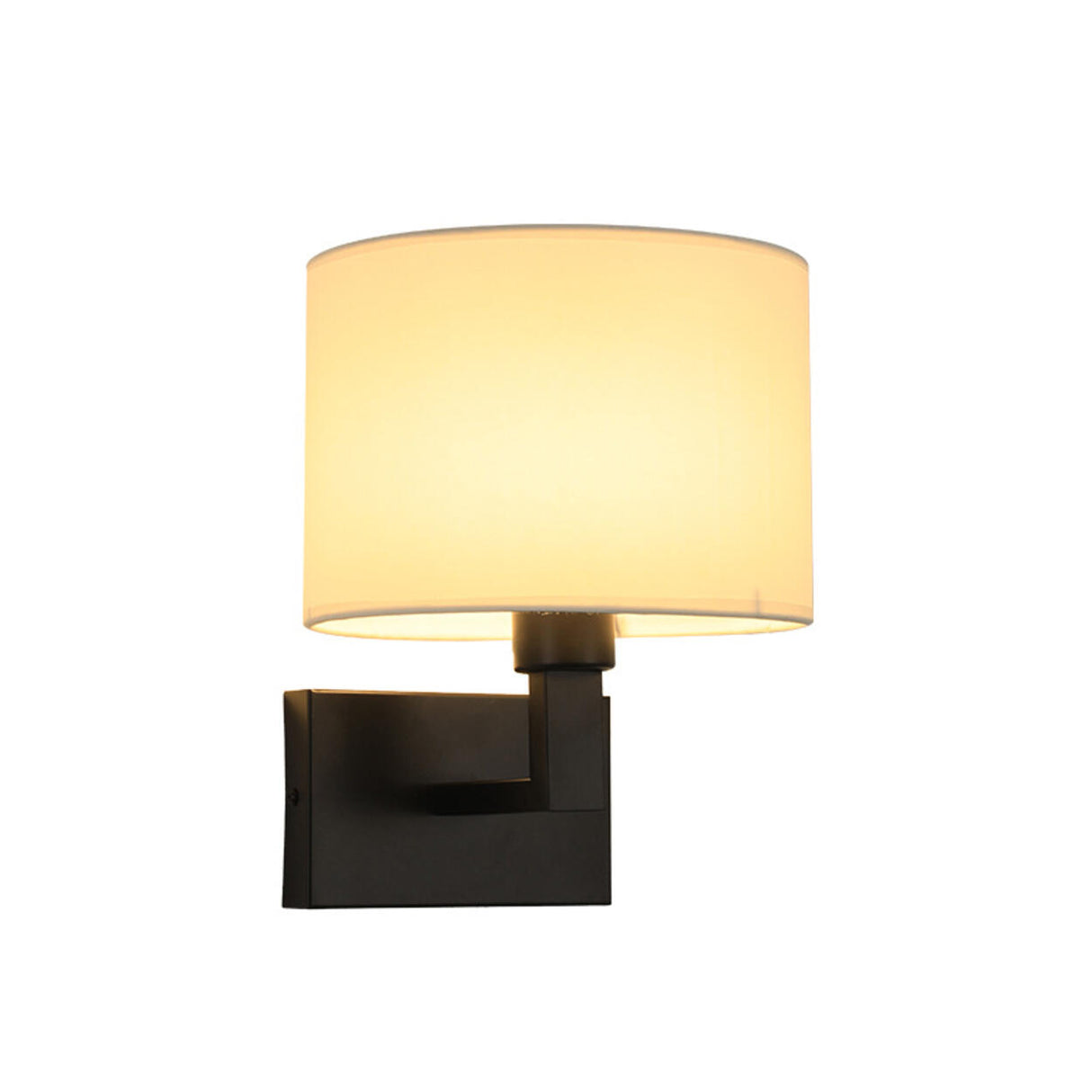 Reading Light Black Fabric Cylinder Bedside Wall Lamp Image - 9