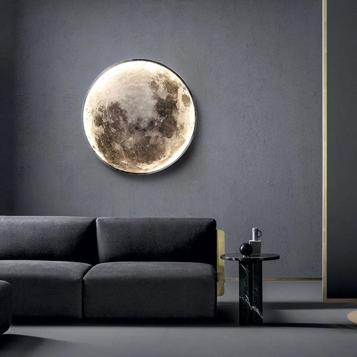 Realistic Grey Metal Moon LED Wall Sconce Light Image - 1