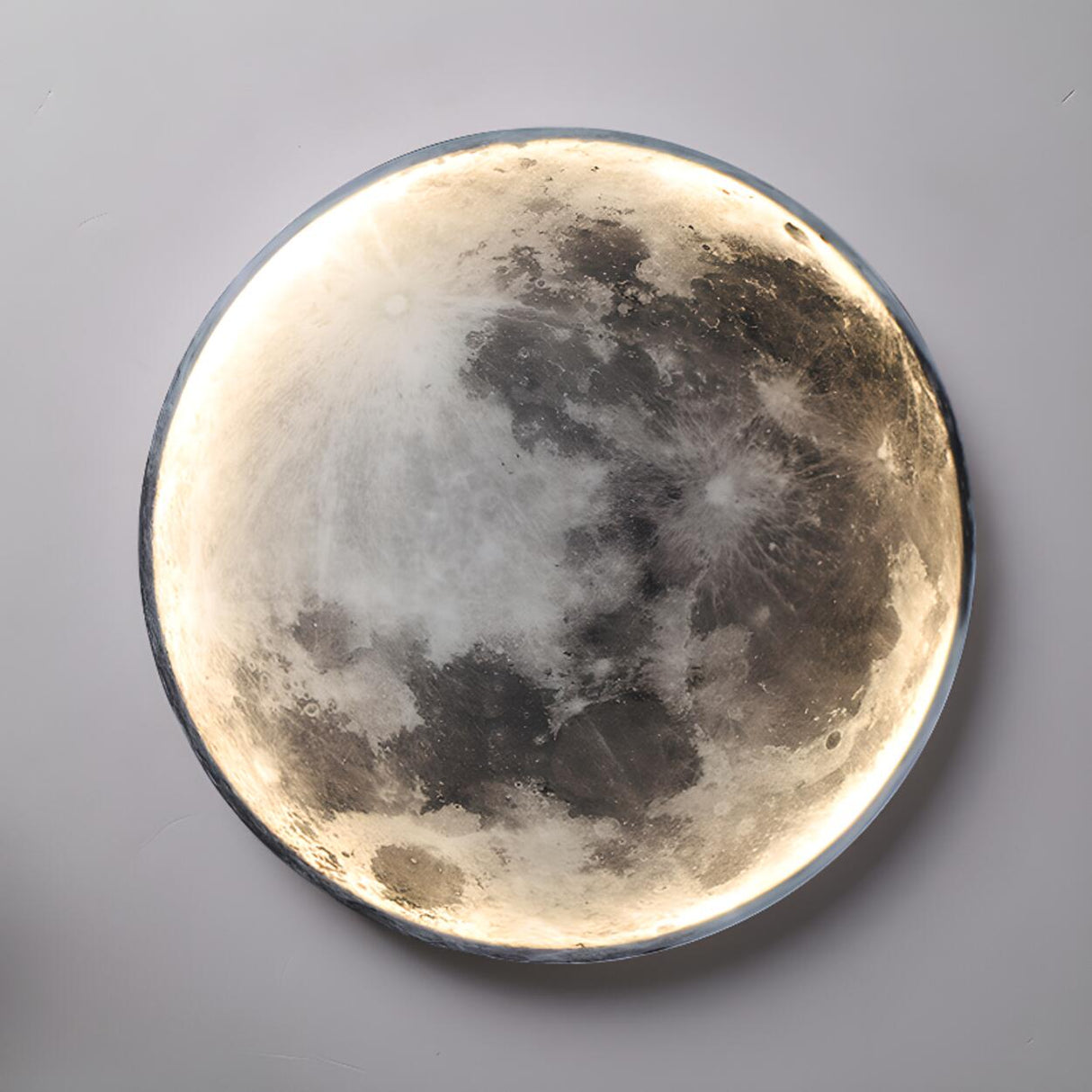 Realistic Grey Metal Moon LED Wall Sconce Light Image - 15