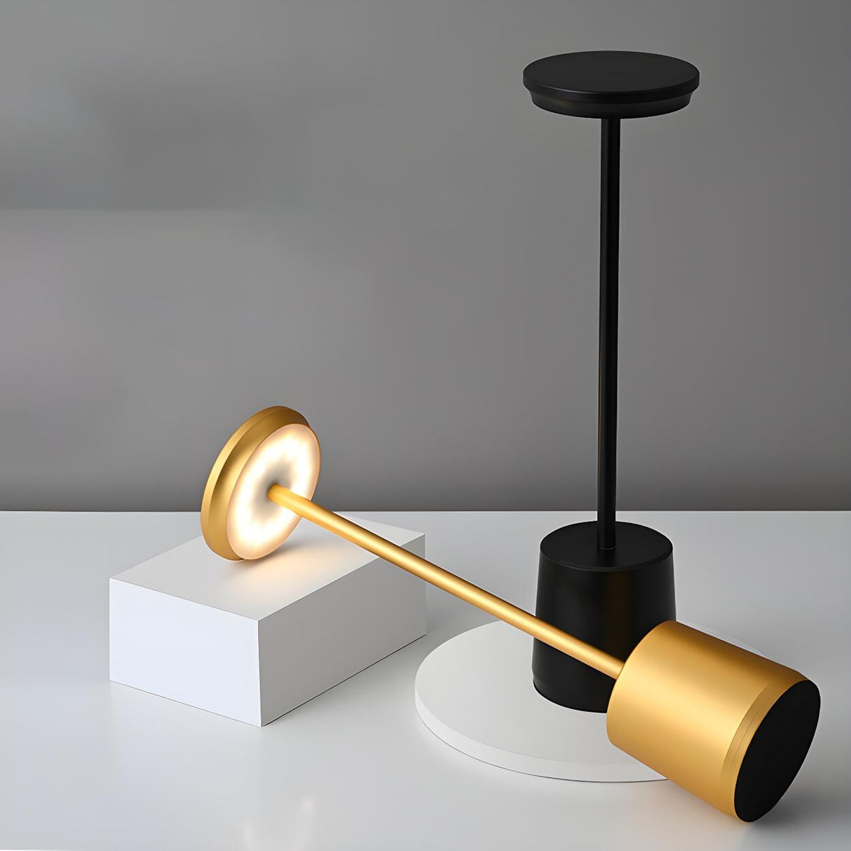 Rechargeable Creative Column Base Metal Table Lamp Image - 1