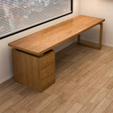 Rectangilar Brown Wooden Drawers Computer Desk for 2 Image - 3