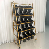 Rectangle 4-Tier Wheel Metal Storage Plant Stand  Gold Image - 13