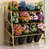 Rectangle 4-Tier Wheel Metal Storage Plant Stand  Gold Image - 14