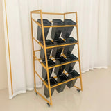 Rectangle 4-Tier Wheel Metal Storage Plant Stand  Gold Image - 16