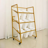 Rectangle 4-Tier Wheel Metal Storage Plant Stand  Gold Image - 23