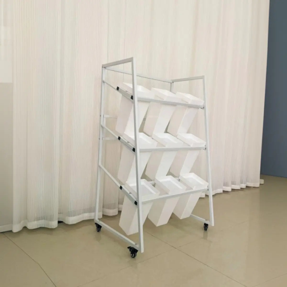 Rectangle 4-Tier Wheel Metal Storage Plant Stand  Gold Image - 24