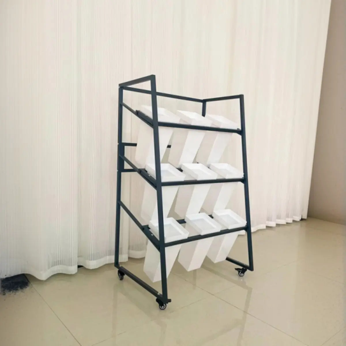 Rectangle 4-Tier Wheel Metal Storage Plant Stand  Gold Image - 25