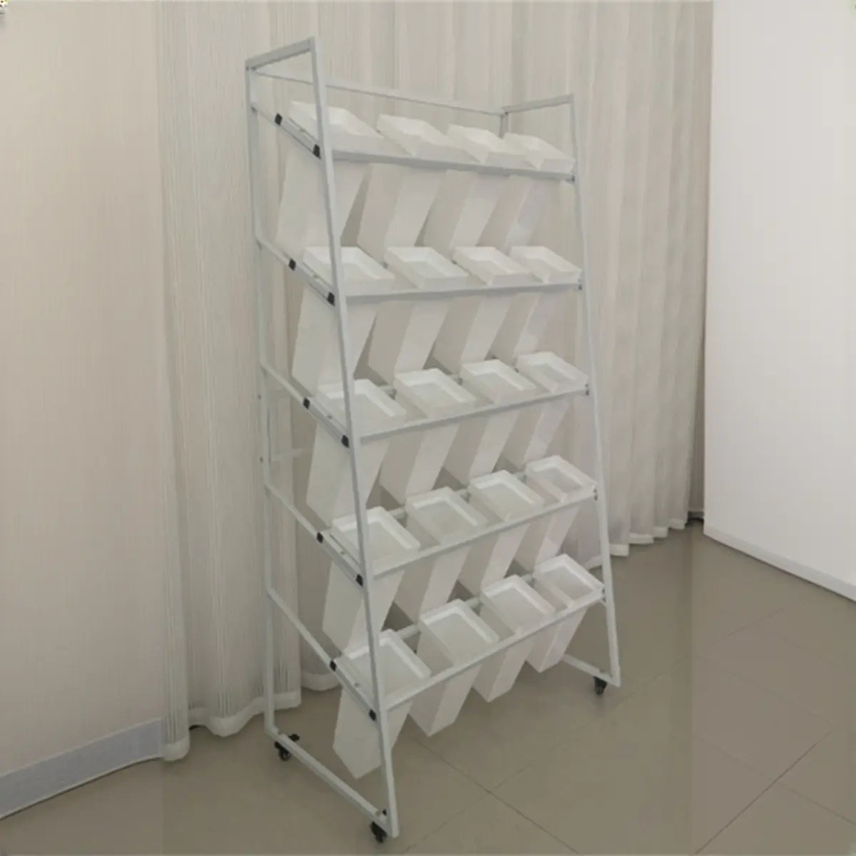 Rectangle 4-Tier Wheel Metal Storage Plant Stand  Gold Image - 29