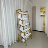 Rectangle 4-Tier Wheel Metal Storage Plant Stand  Gold Image - 33