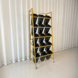 Rectangle 4-Tier Wheel Metal Storage Plant Stand  Gold Image - 34