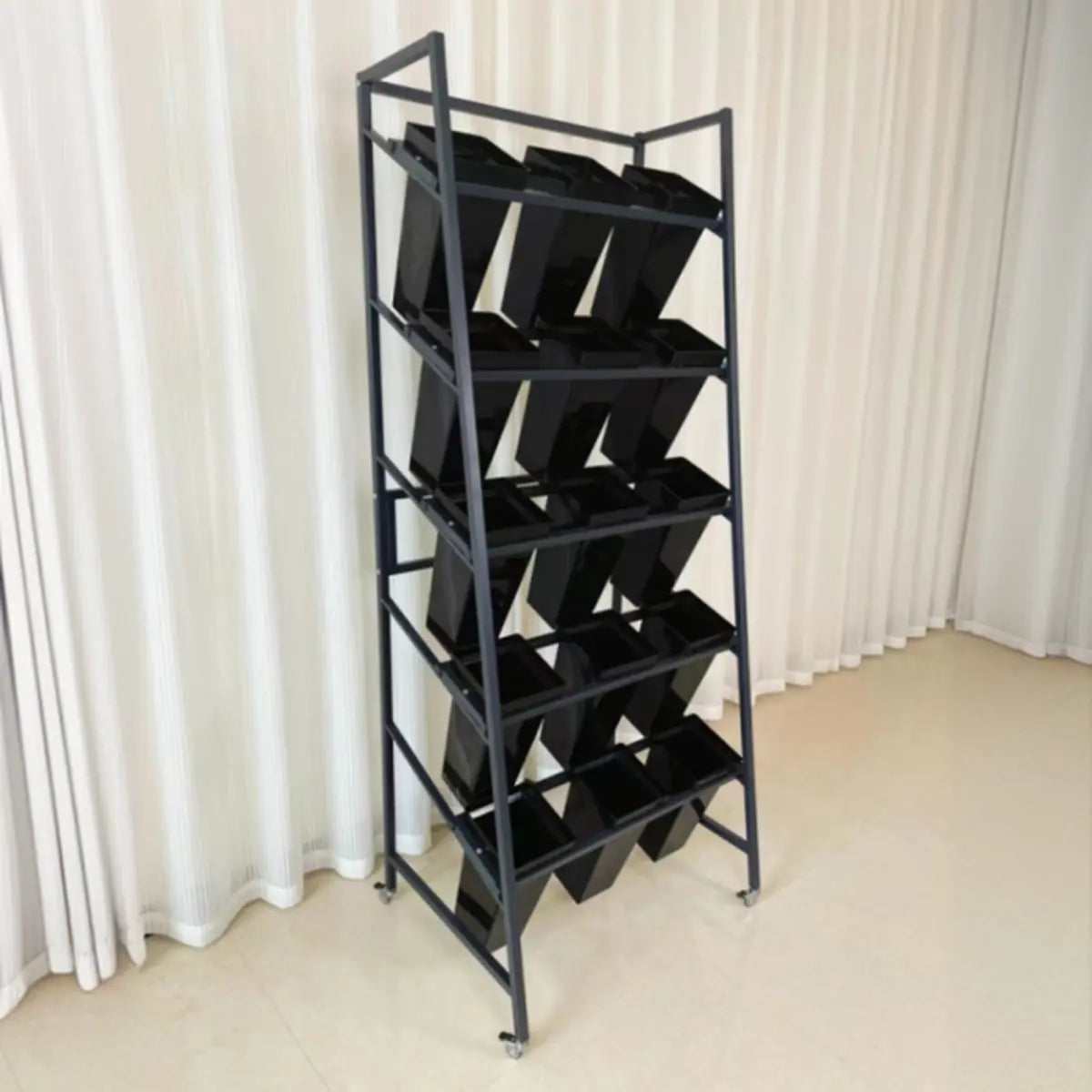 Rectangle 4-Tier Wheel Metal Storage Plant Stand  Gold Image - 35