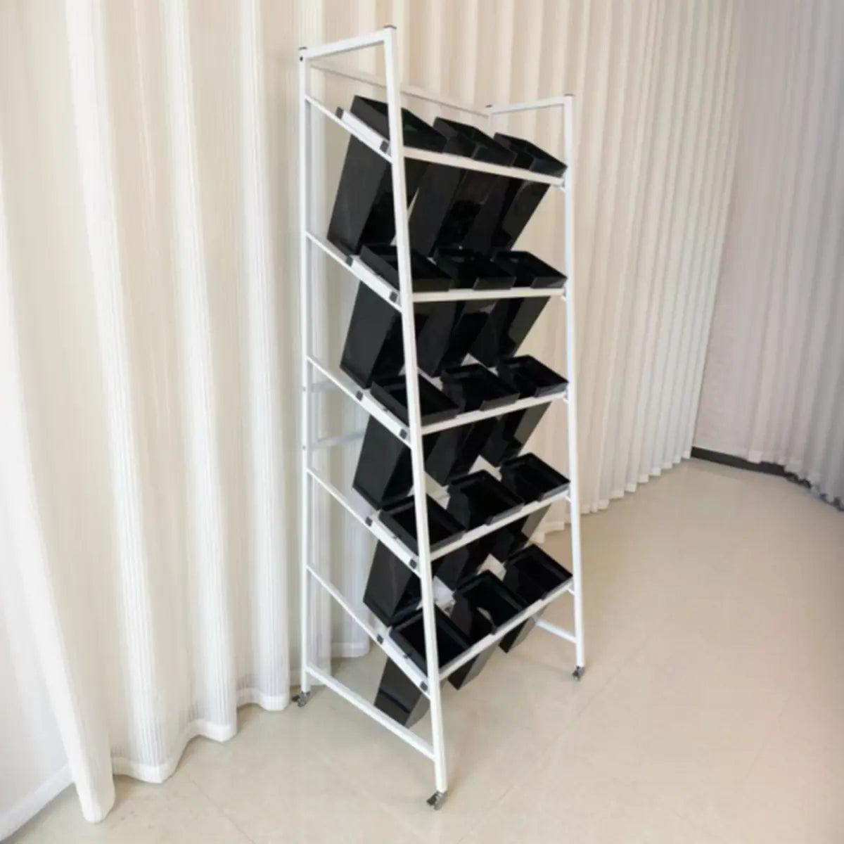 Rectangle 4-Tier Wheel Metal Storage Plant Stand  Gold Image - 36