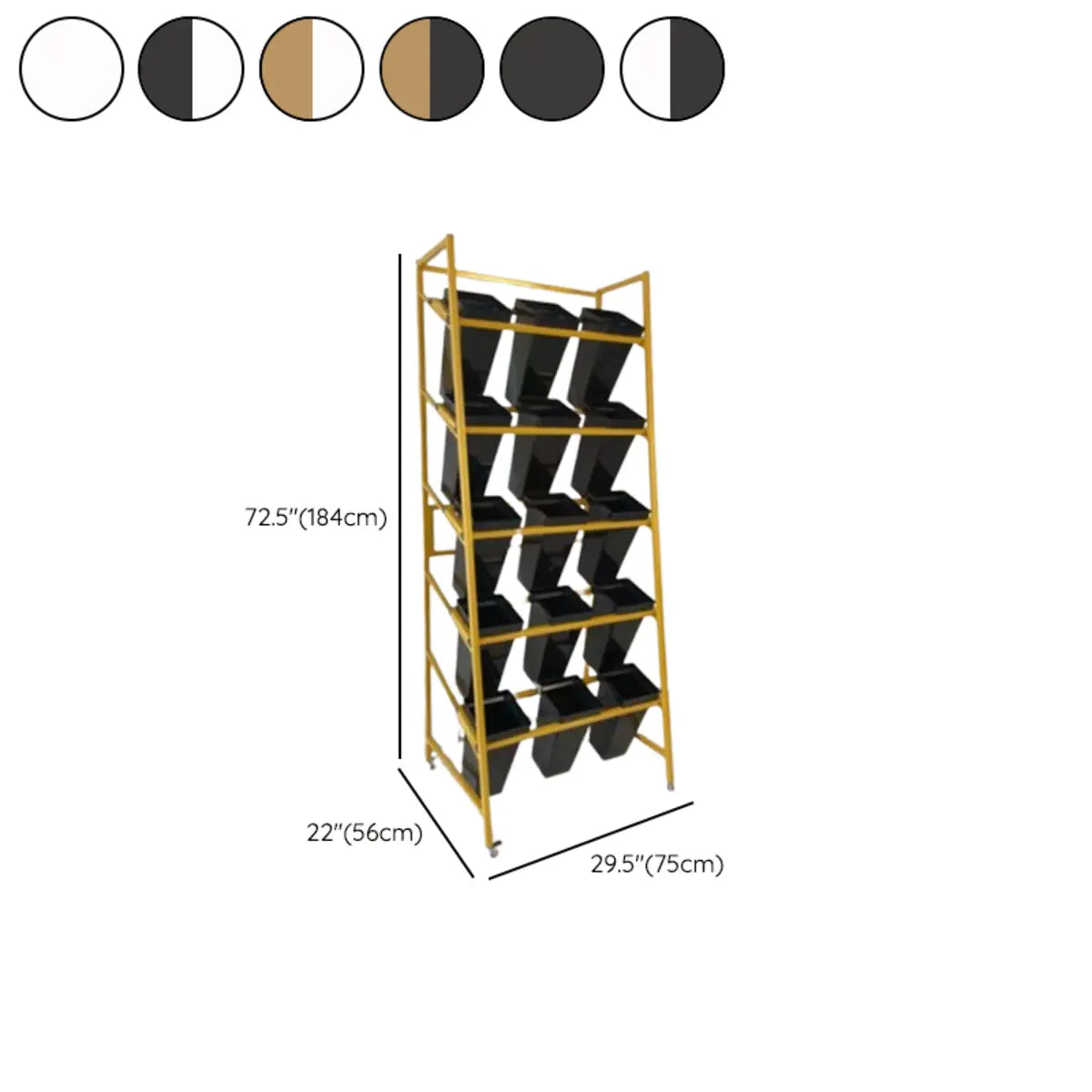 Rectangle 4-Tier Wheel Metal Storage Plant Stand  Gold Image - 42