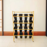 Rectangle 4-Tier Wheel Metal Storage Plant Stand  Gold Image - 5