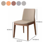 Rectangle Backrest Faux Leather Wood Dining Chair Khaki #size