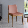 Rectangle Backrest Faux Leather Wood Dining Chair Khaki Image - 7