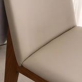 Rectangle Backrest Faux Leather Wood Dining Chair Khaki Image - 8