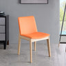 Rectangle Backrest Faux Leather Wood Dining Chair Khaki Image - 9