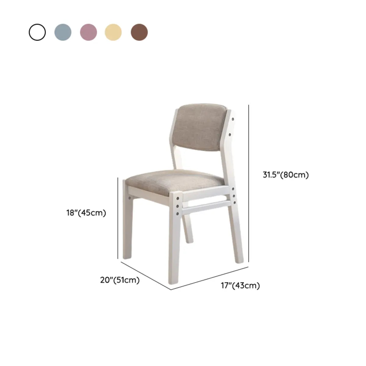 Rectangle Cotton Blue Upholstered Armless Dining Chair 