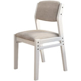 Rectangle Cotton Blue Upholstered Armless Dining Chair Image - 5