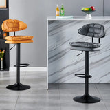 Rectangle Cushion Adjustable Swivel Pedestal Bar Stools Image - 1