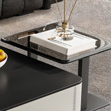 Rectangle Glass Drawers Steel Bunching Coffee Table Image - 12