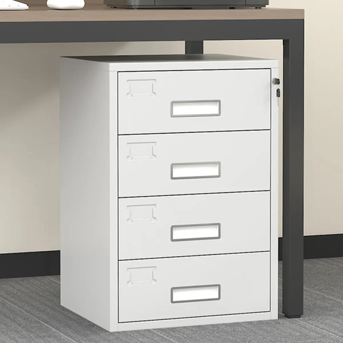 Rectangle Grey Steel Lockable Compact Filing Cabinet Image - 5