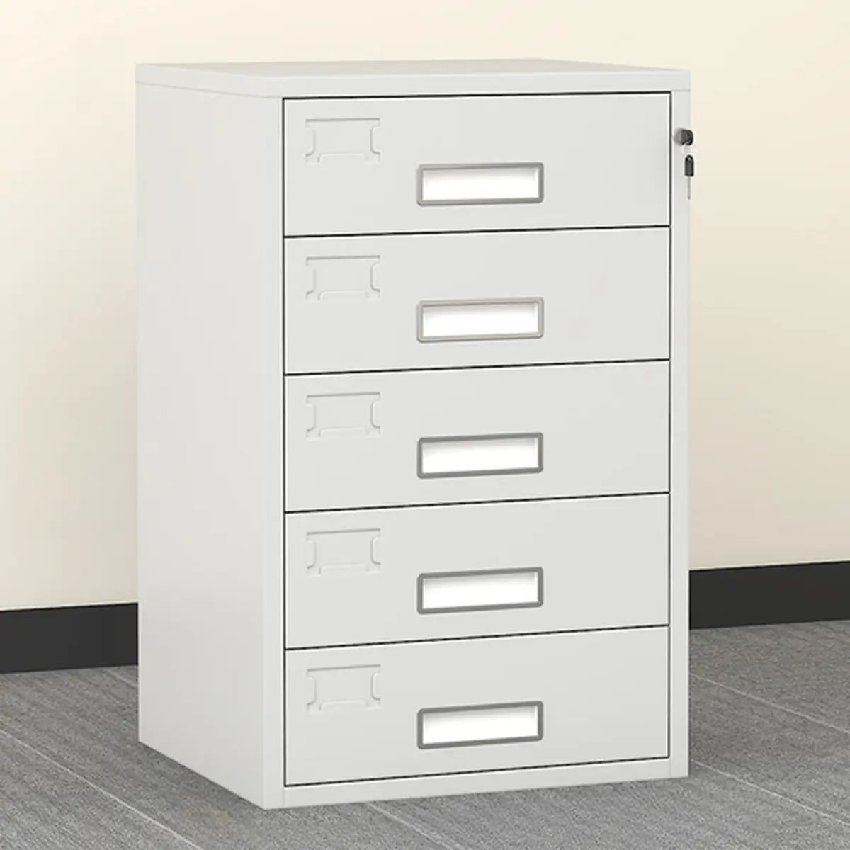 Rectangle Grey Steel Lockable Compact Filing Cabinet Image - 7