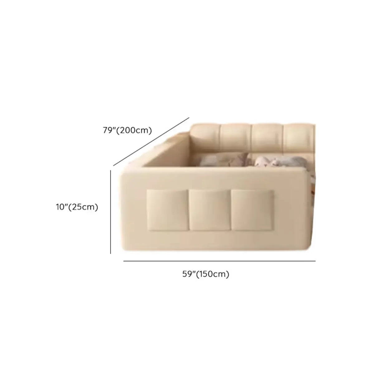 Rectangle Leather White Full Storage Daybed with Guardrail Image - 6