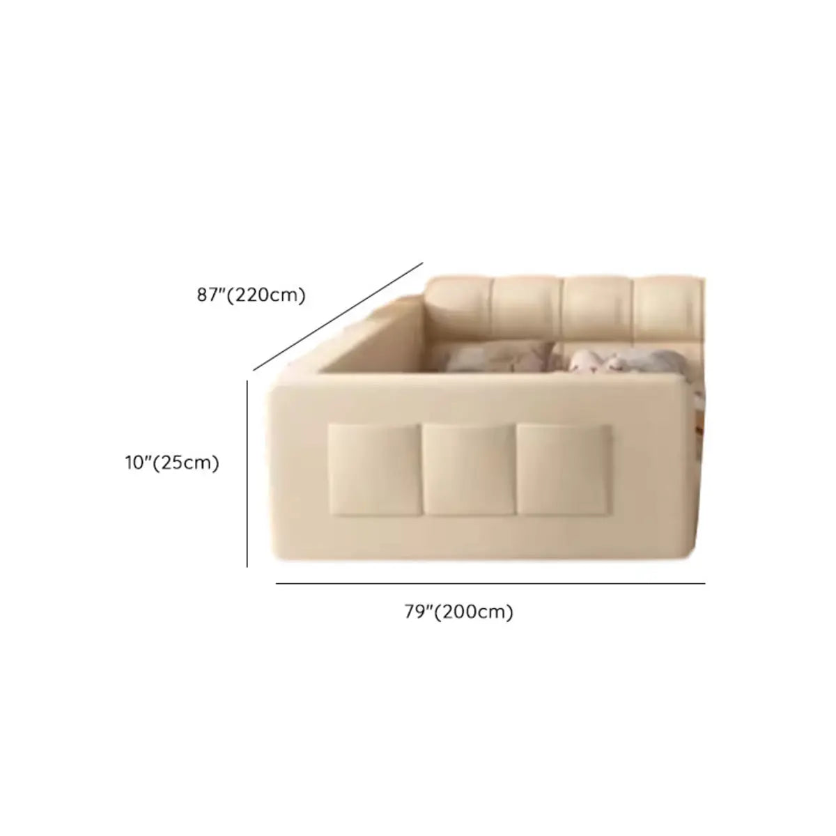 Rectangle Leather White Full Storage Daybed with Guardrail Image - 8