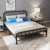 Rectangle Metal Black Queen Open-Frame Bed with Headboard Image - 1