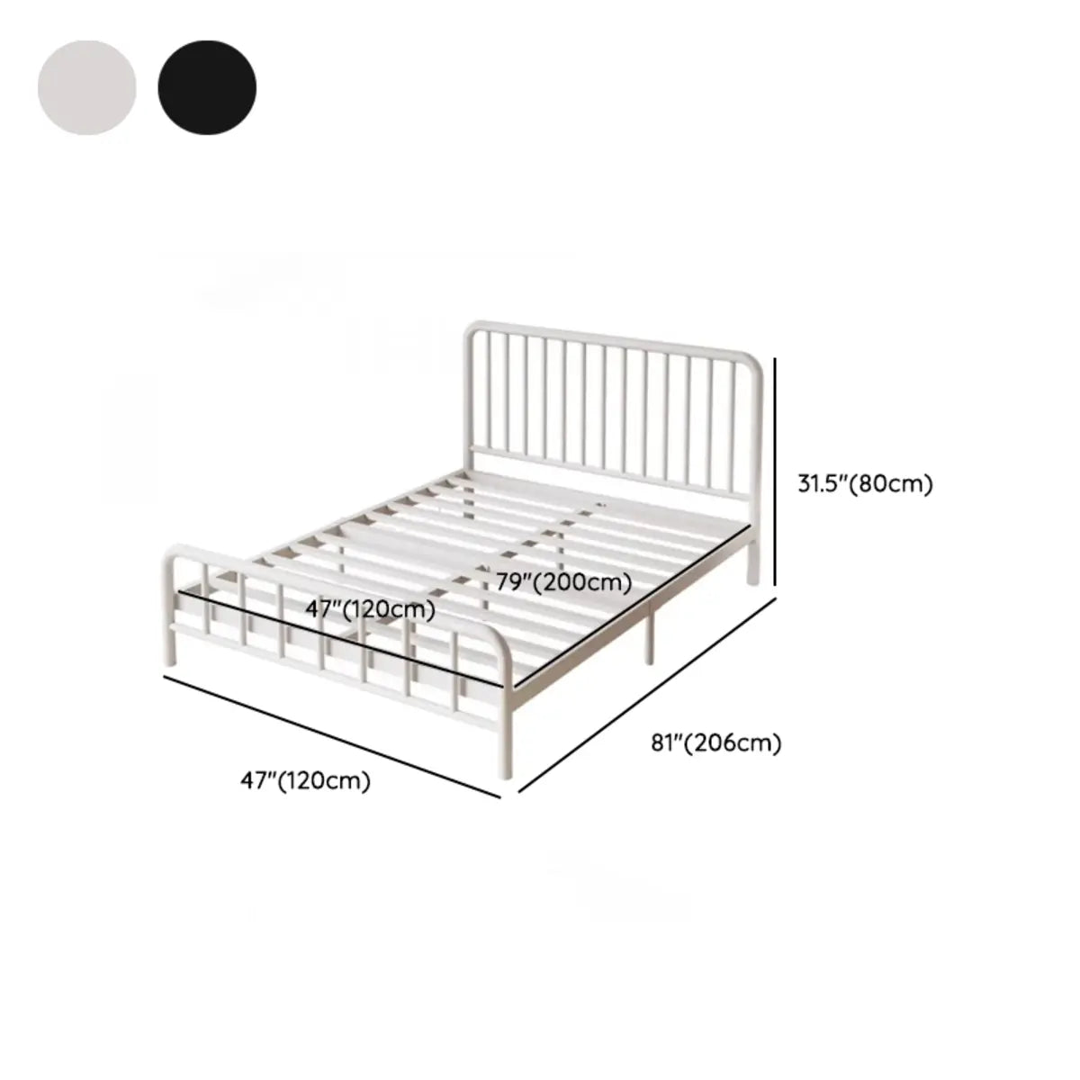 Rectangle Metal Black Queen Open-Frame Bed with Headboard Image - 10