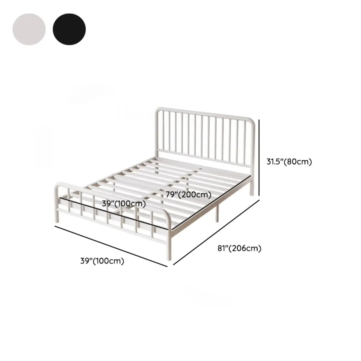 Rectangle Metal Black Queen Open-Frame Bed with Headboard 